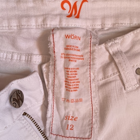 Wörn White Denim Jeans Cropped Pants Casual Everyday women  size 12 - Picture 8 of 12
